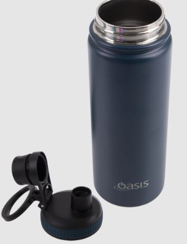 Oasis S/s Double Wall Insulated 'challenger' Bottle W/ Screw Cap 550ml - Navy