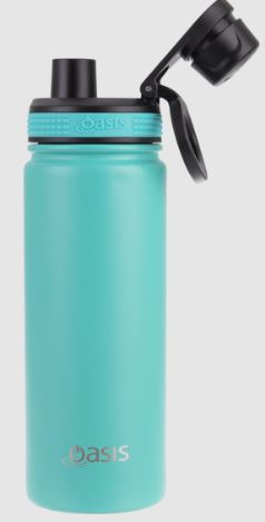 Oasis S/s Double Wall Insulated 'challenger' Bottle W/ Screw Cap 550ml - Turquoise