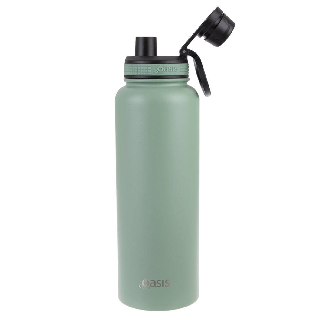 Oasis S/s Double Wall Insulated "challenger" Sports Bottle W/ Screw Cap 1.1l - Sage Green