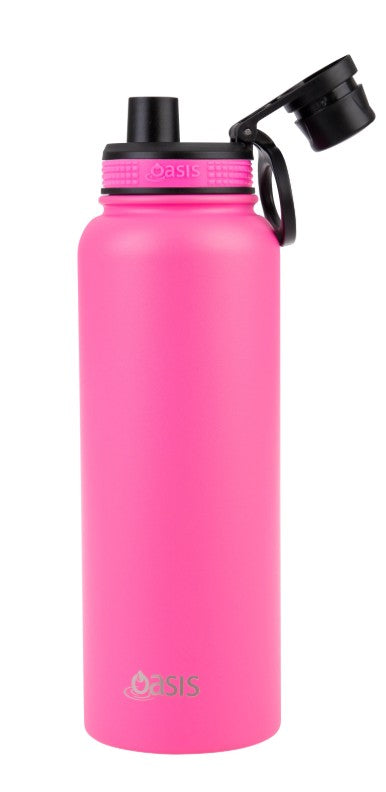 Oasis Stainless Steel Insulated Challenger Sports Bottle With Cap 1.1l Neon Pink