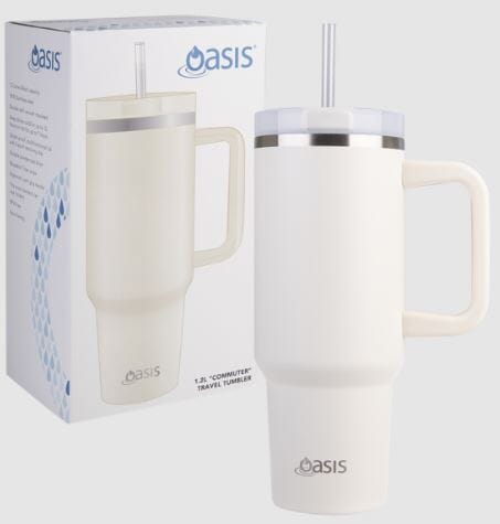 Oasis Commuter Travel Tumbler - Stainless Steel Double Wall Insulated - Alabaster Insulated Bottles The Cooks Kitchen 