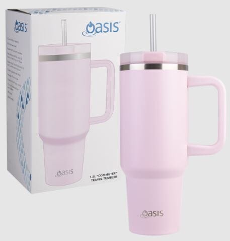 Oasis Commuter Travel Tumbler 1.2l - Stainless Steel Double Wall Insulated - Pink Lemonade Insulated Bottles The Cooks Kitchen 