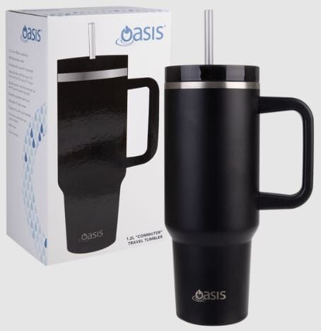 Oasis Commuter Travel Tumbler 1.2l - Stainless Steel Double Wall Insulated - Black Insulated Bottles The Cooks Kitchen 
