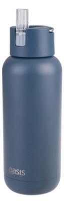 Oasis "moda" Ceramic Lined S/s Triple Wall Insulated Drink Bottle 1l - Indigo