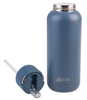 Oasis "moda" Ceramic Lined S/s Triple Wall Insulated Drink Bottle 1l - Indigo