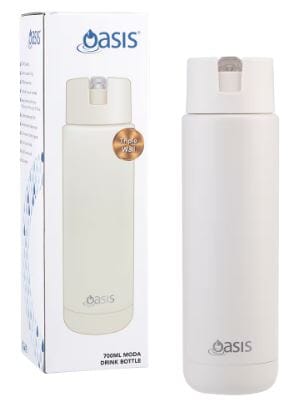 Oasis Ceramic Lined Stainless Steel Triple Wall Insulated "moda" Drink Bottle 700ml - Alabaster Drink Bottles The Cooks Kitchen 
