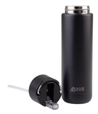 Oasis Cermic Lined Stainless Steel Triple Wall Insulated "moda" Drink Bottle 700ml - Black