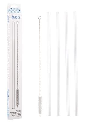 Oasis 'commuter' Travel Tumbler Straws S/4 With Cleaning Brush Barware Accessories The Cooks Kitchen 