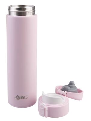 Oasis Stainless Steel Double Wall Insulated Flip Top Flask 480ml - Pink Lemonade