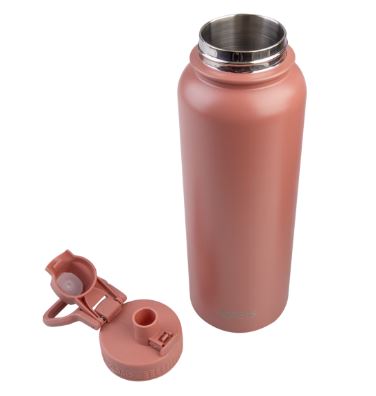 Oasis Stainless Steel Double Walled Insulated 'challenger' Sports Bottle With Quick Release Cap 1.1l - Auburn