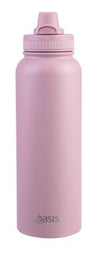 Oasis Stainless Steel Double Wall Insulated 'challenger' Sports Bottle With Quick Realease Cap 1.1l - Blush