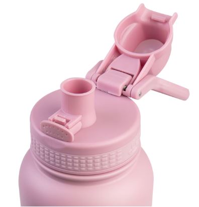 Oasis Stainless Steel Double Wall Insulated 'challenger' Sports Bottle With Quick Realease Cap 1.1l - Blush