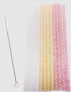 Reusable Sparkle Party Straws 25cm Pk Of 12 With Brush