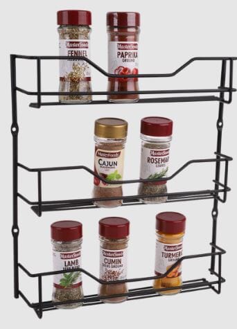 3 Tier Spice Rack - 18 Bottle Capacity - Black Herb & Spice Storage The Cooks Kitchen 
