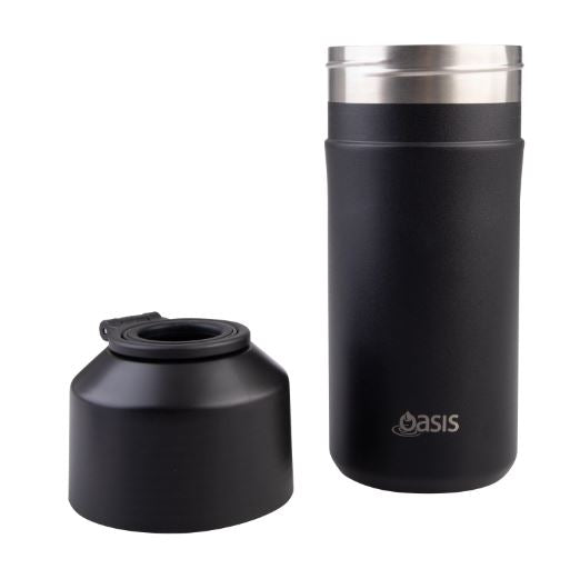 Oasis Stainless Steel Double Wall Insulated Adjustable Wine Cooler - Black