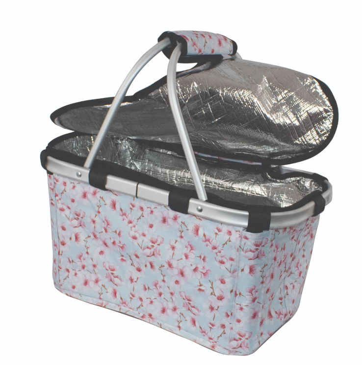 Kalstert Two Handle Insulated Carry Basket With Zip Lid Blossoms