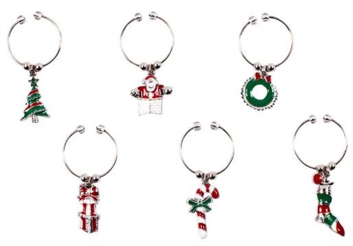 Avanti Wine Charms - Enamalled Christmas