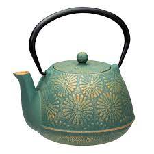 Avanti 1.2l Daisy Teapot Cast Iron Tea Pot W  Lid Infuser Teal/gold