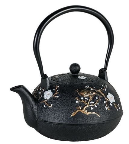 Avanti Cast Iron Cherry Blossom Teapot - 1.1l - Black