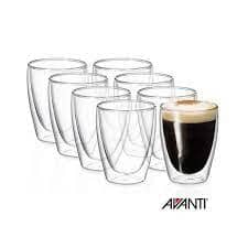 Avanti Caffe Twin Wall Glass - Set Of 8 - 250ml Mugs - Cups & Saucers The Cooks Kitchen Mandurah 