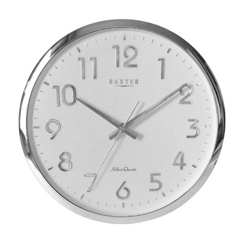Baxter Darcy Wall Clock Arabic Numeral 32cm - Silver Clocks The Cooks Kitchen 