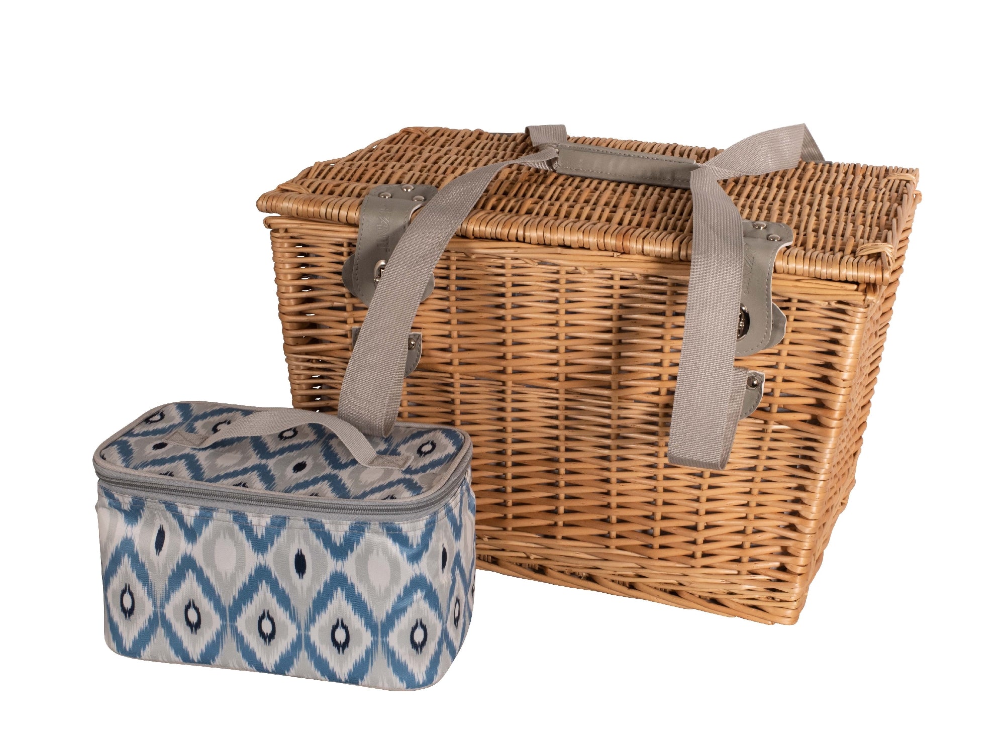 Avanti 4 Person Picnic Basket 48 X 35 X 30cm - Ikat Pattern Lining