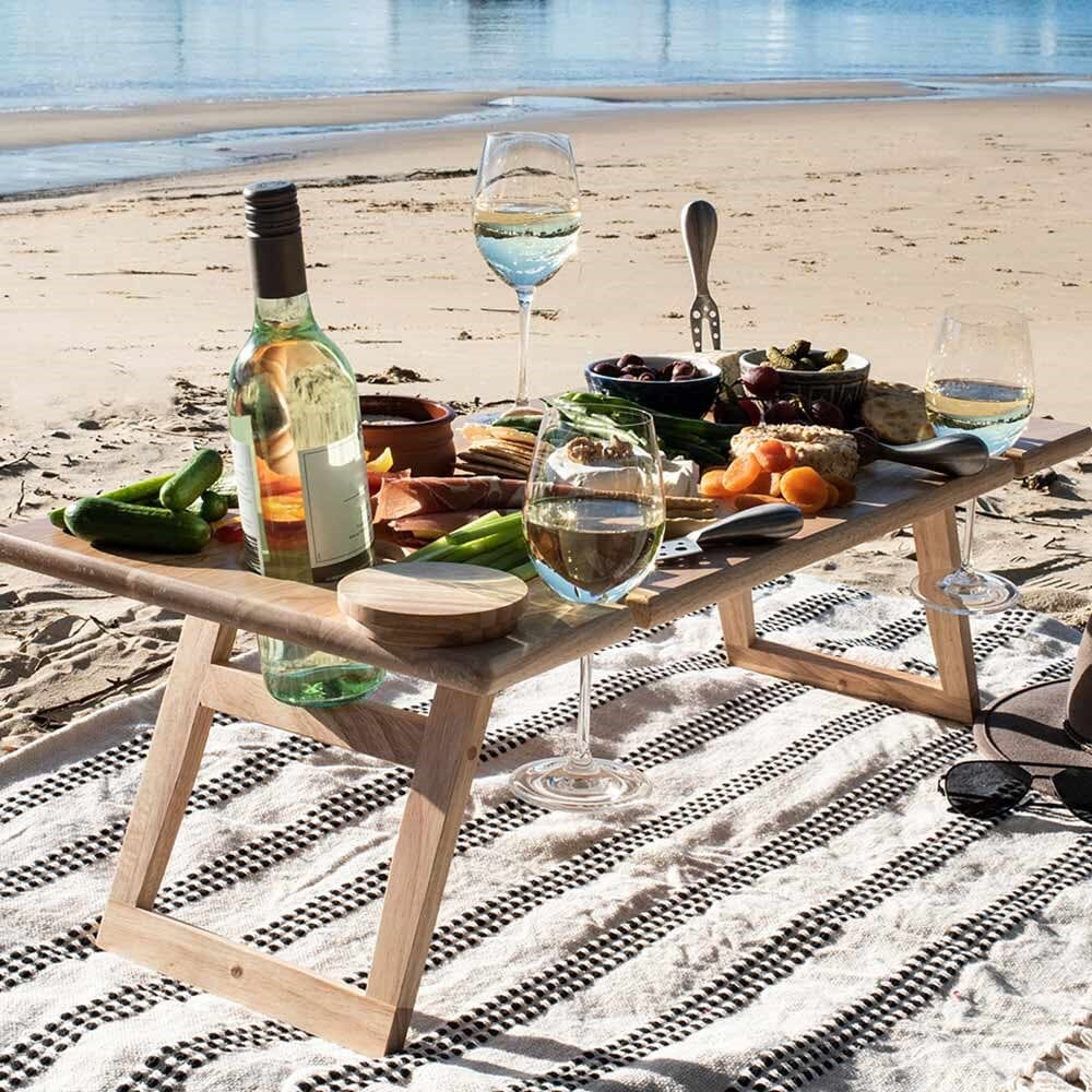 Peer Sorensen Folding Wine Picnic Table - Rubberwood Picnicware The Cooks Kitchen Mandurah 