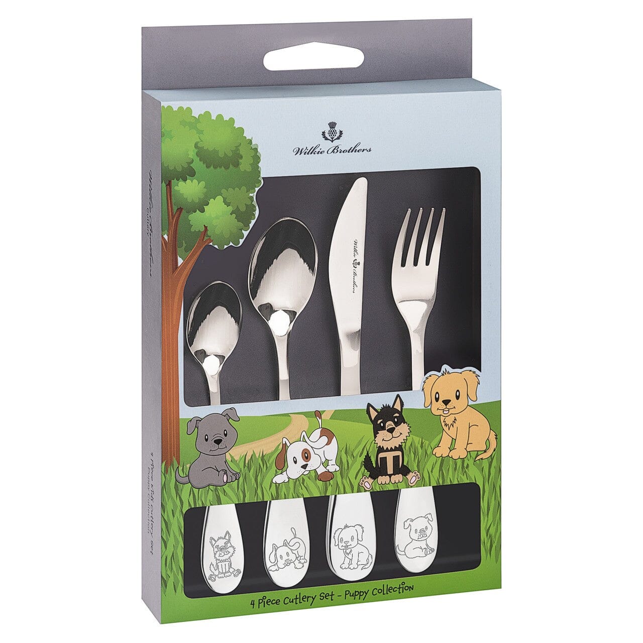 Wilkie Brothers 4 Piece Children's Cutlery Set - Puppy Kids Cutlery The Cooks Kitchen Mandurah 