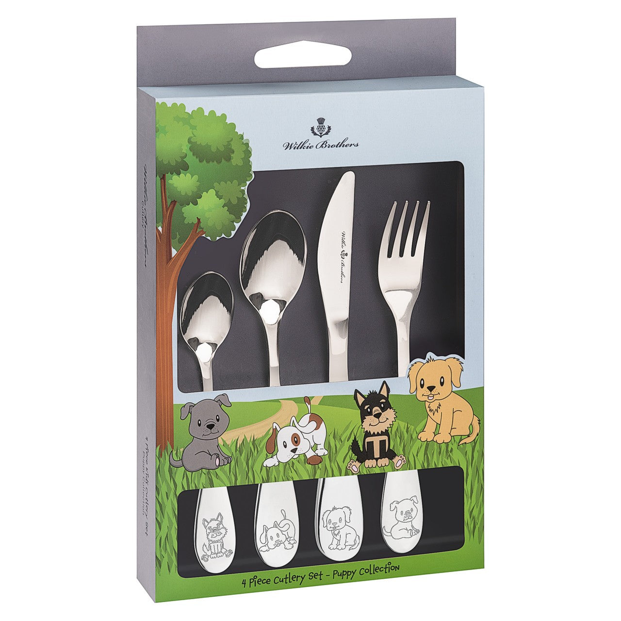 Wilkie Brothers 4 Piece Children's Cutlery Set - Puppy Kids Cutlery The Cooks Kitchen Mandurah 