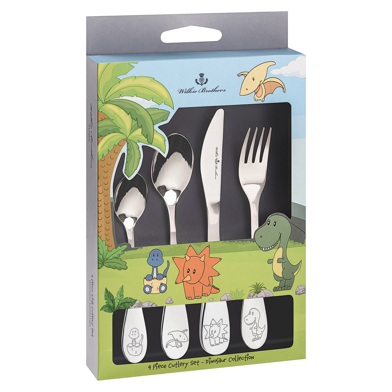 Wilkie Brothers 4 Piece Children's Cutlery Set - Dinosaur Kids Cutlery The Cooks Kitchen Mandurah 