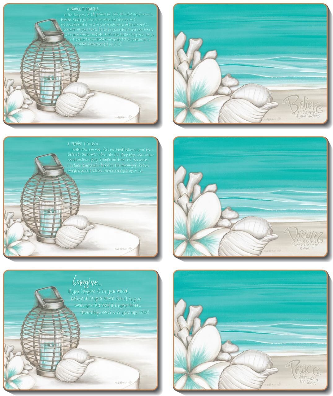 Cinnamon Coasters Beach Lantern - Set Of 6 Placemats & Coasters The Cooks Kitchen 