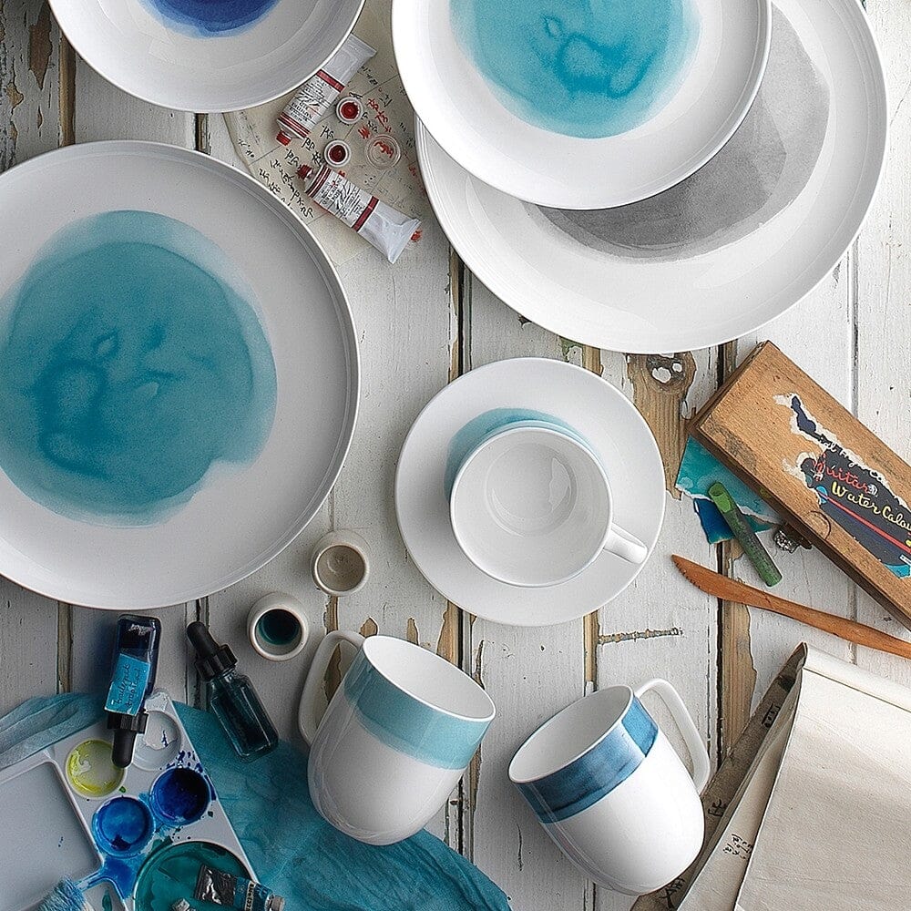 Ecology Watercolour 12 Piece Dinner Set Aqua Dinner Sets The Cooks Kitchen Mandurah 