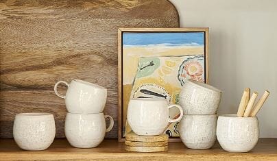 Ecology Linen Mug - Birch 330ml Mugs - Cups & Saucers The Cooks Kitchen 