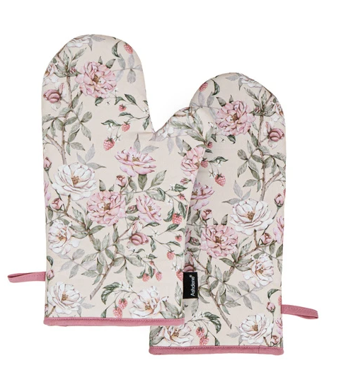 Ashdene Raspberry Rose 2pk Oven Mitt
