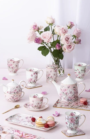 Ashdene Raspberry Rose Powder Blue Footed Mug 310ml