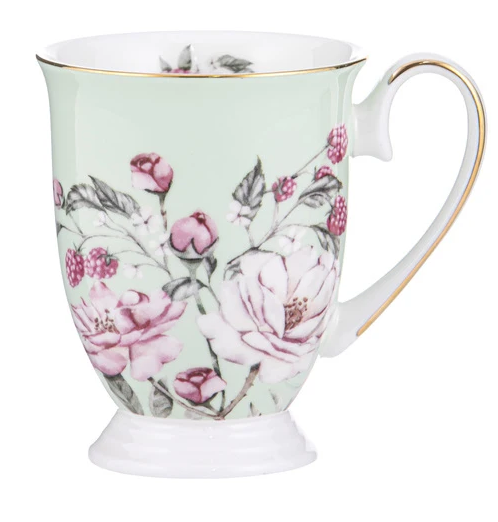 Ashdene Raspberry Rose Green Footed Mug 310ml