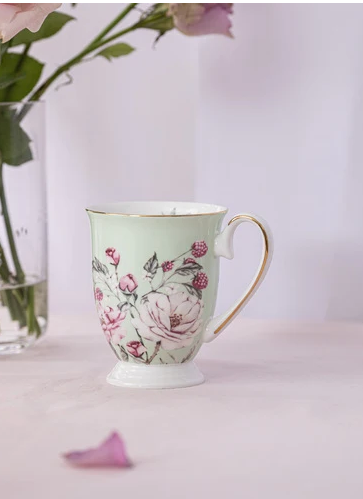 Ashdene Raspberry Rose Green Footed Mug 310ml