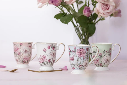 Ashdene Raspberry Rose Green Footed Mug 310ml