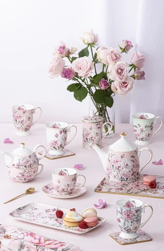 Ashdene Raspberry Rose White Footed Mug 310ml