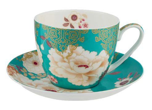 Maxwell & Williams Kimono Breakfast Cup & Saucer 480ml - Teal