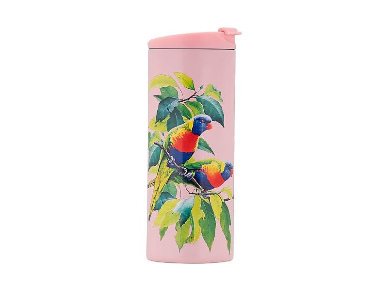 Maxwell & Williams Katherine Castle Bird Talk Double Wall Insulated Cup 350ml Rainbow Lorikeets