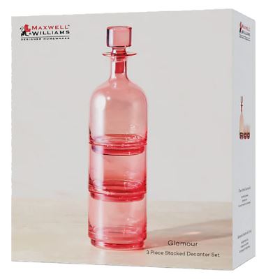 Maxwell & Williams Glamour 3pc Stacked Decanter Set Pink