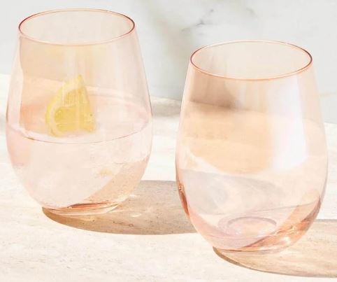 Maxwell & Williams Glamour - Stemless Wine Glasses 540ml Set Of 2 - Coral