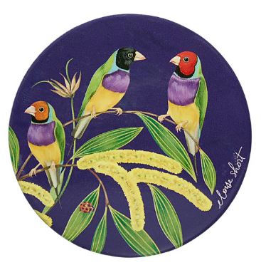 Maxwell & Williams Eloise Short Lyric Ceramic Round Coaster Gouldian (yellow Robin)