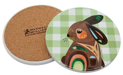 Maxwell & Williams Pete Cromer Barn Friends Ceramic Round 10cm Coaster Bunny Green Placemats & Coasters The Cooks Kitchen 