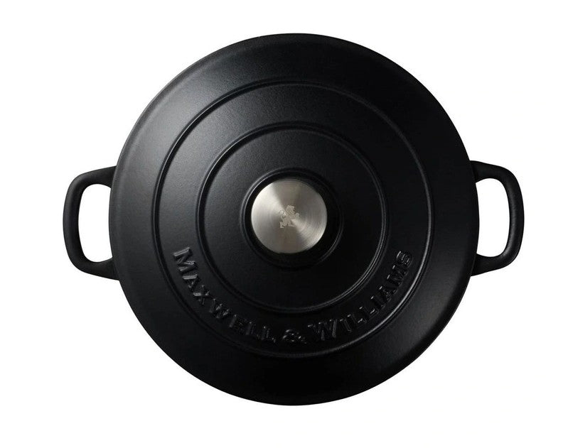 Maxwell & Williams Cast Iron Round Casserole 28cm/6.2l - Black