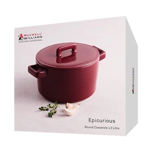 Maxwell & Williams Epicurious Round Casserole 17x8cm 1.3l - Bordeaux Casseroles The Cooks Kitchen 