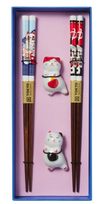 Tokyo Design Studio Neko Cat Chopsticks 4pc With Rest Gift Boxed