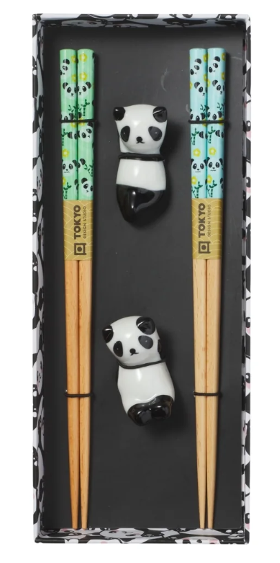 Tokyo Design Studio Panda Chopsticks 4pc With Rest Gift Boxed