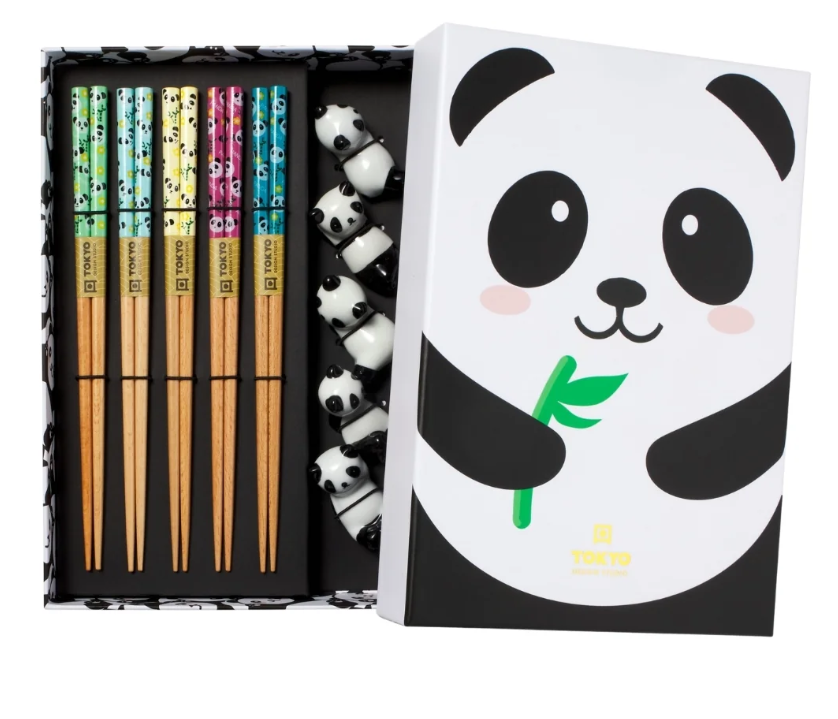 Tokyo Design Studio Panda Chopstick And Rest 10pc